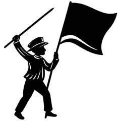 Flag Waving Silhouette: Victory & Protest Symbol