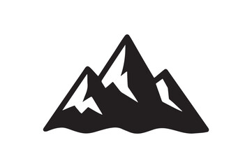 Mountain Snow Peak icon silhouette vector with white background