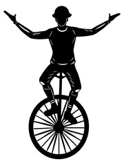Unicyclist Silhouette: Balance & Skill Performance