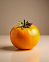 A fresh orange persimmon , isolated on white and black backgrounds or a wooden table, are a healthy organic vegetable