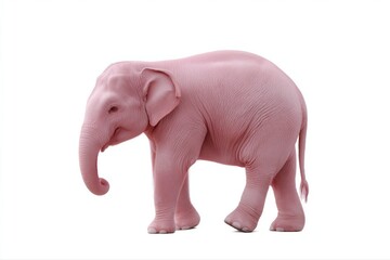 Pink elephant against white background displaying unique coloration