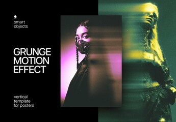 Grunge Motion Poster Photo Effect Mockup