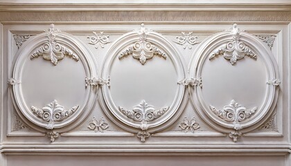 elegant white wall decor featuring intricate mouldings and patterns with a smooth texture