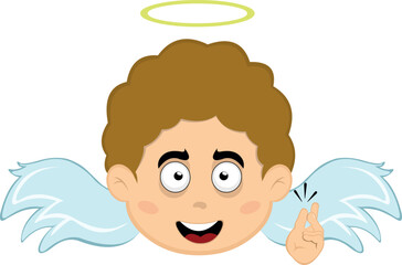 vector illustration face angel character cartoon, snapping your fingers hand