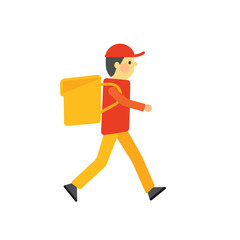 Walking delivery boy cartoon character doodle style