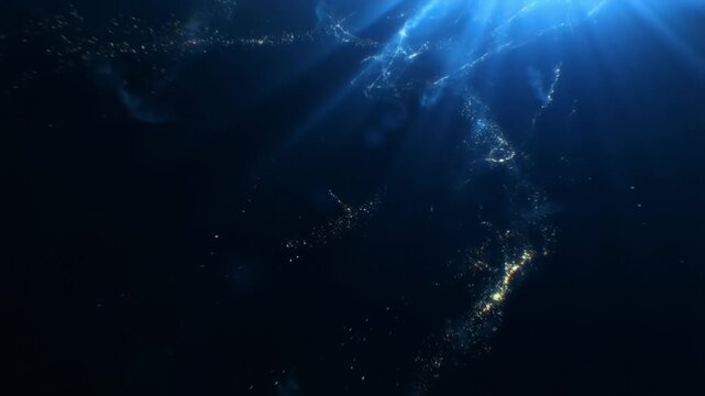 Night cosmic starry sky with twinkling stars. Glowing shinning stars, twinkle stars at night sky, dark blue gradient background animation footage
