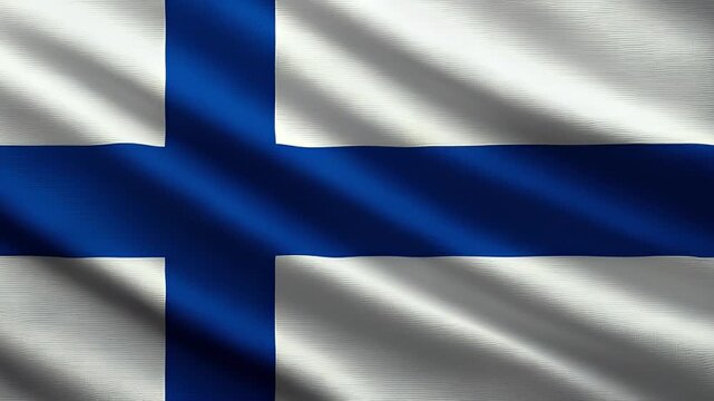 The national flag of Finland - 4K seamless loop animation of the Finnish flag. Highly detailed realistic 3D rendering