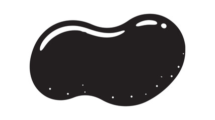 Black blob shape with white outline and dots