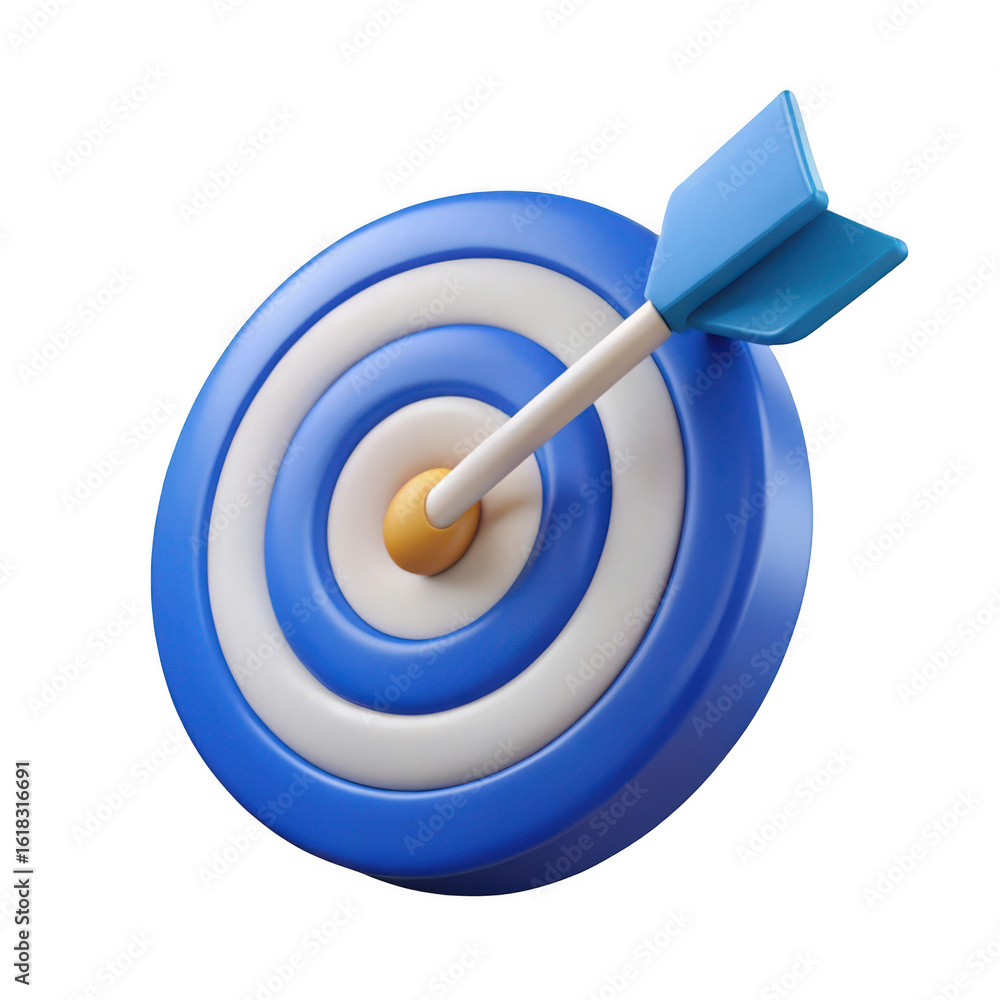 Poster 3d target with arrow hit isolated on transparent background