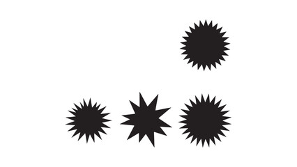 Black burst shapes isolated on white background