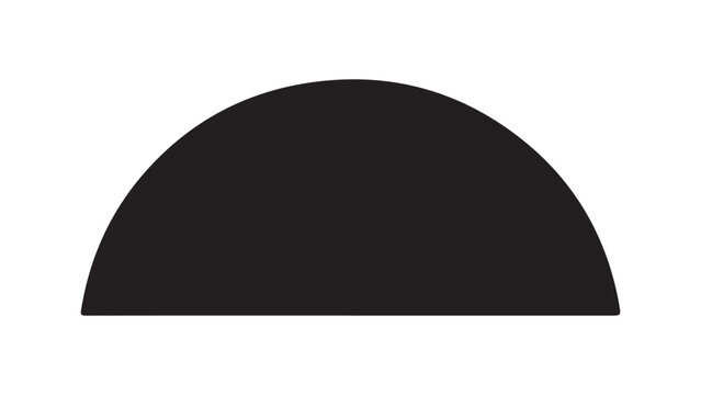 Black semicircle shape isolated on white background