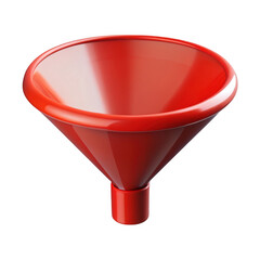 3d red plastic funnel isolated on transparent background