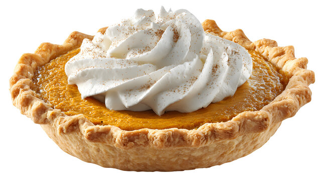 Pumpkin Pie with Whipped Cream, isolated on transparent background