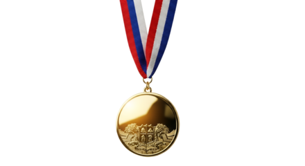 Gold Medal with Red White and Blue Ribbon Achievement Award Image