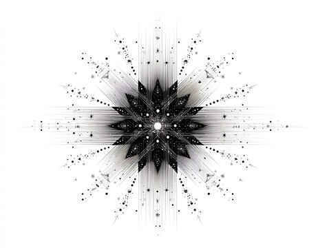 Geometric Starburst Design with Black and White Abstract Elements