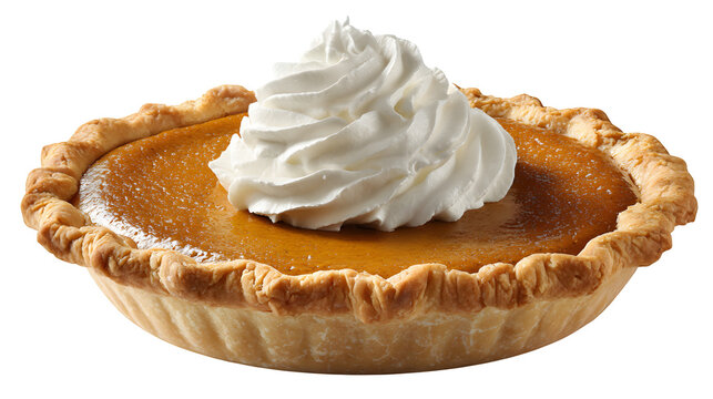 Pumpkin Pie with Whipped Cream, isolated on transparent background
