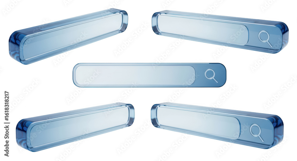 Fototapete transparent search bars displayed in various angles on a white background indicating digital search 