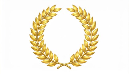 Exquisite Golden Laurel Wreath Design Golden laurel wreath symbol on a white background.