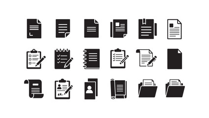 Document icons set for business, education, and administration