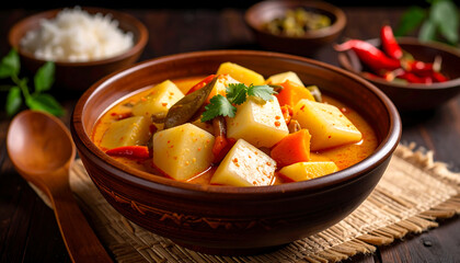 Lontong Sayur with Boiled Eggs and Tofu in Coconut Gravy
