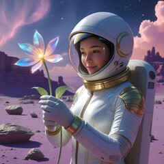 Galactic Botanist Cares for Glowing Flower


