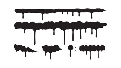 Fototapeta premium Dripping paint strokes, black drips, grunge texture elements