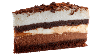 Chocolate Layer Cake Slice, isolated on transparent background
