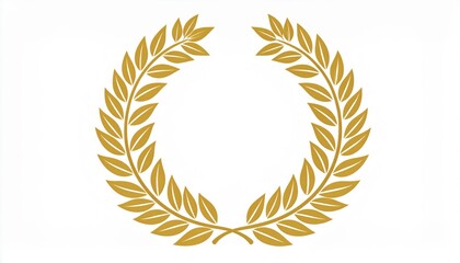 Golden Laurel Wreath Graphic Design Golden laurel wreath symbol on a white background.