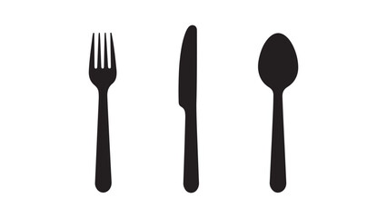 Fork knife spoon cutlery set flat style simple icons