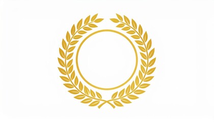 Golden Laurel Wreath Design Golden laurel wreath symbol on a white background.