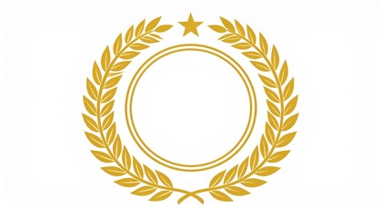 Golden Laurel Wreath Frame Design Golden laurel wreath symbol on a white background.