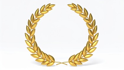 Golden Laurel Wreath - Award-Winning Design Golden laurel wreath symbol on a white background.