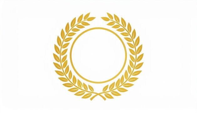 Golden Laurel Wreath Design Golden laurel wreath symbol on a white background.