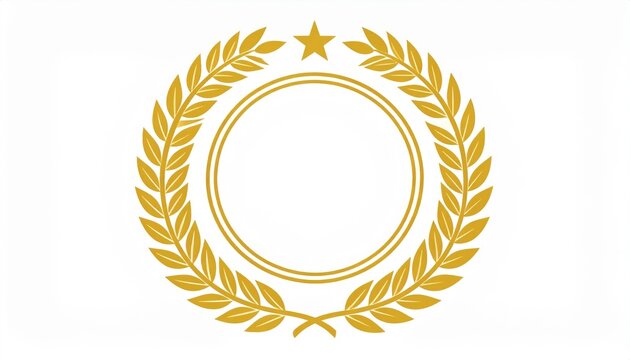 Golden Laurel Wreath Frame Design Golden laurel wreath symbol on a white background.