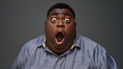 一人で驚きと衝撃を表現する大柄な男性七Generative AI