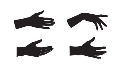 Hand gestures silhouette collection isolated on white