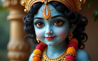 Lord Krishna's beautiful portrait. High quality