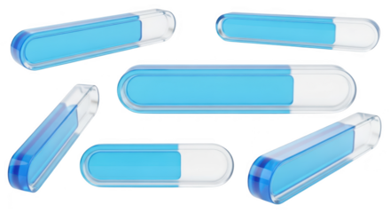 Several clear blue and transparent USB sticks arranged on a white background ideal for technology and data storage visual concepts