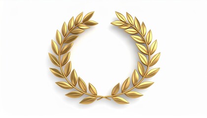 Golden Laurel Wreath - A Symbol of Achievement and Honor Golden laurel wreath symbol on a white background.