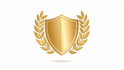 Golden Shield with Laurel Wreath - Premium Design Golden laurel wreath symbol on a white background.