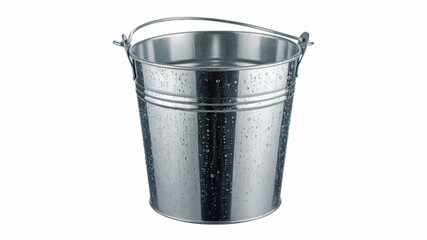 Shiny Metal Bucket with Water