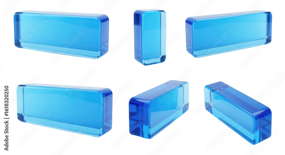 Aufkleber various 3d blue glass blocks arranged in different angles against white background for abstract desi
