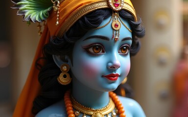 Lord Krishna's beautiful portrait. High quality
