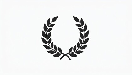 Elegant Black and White Laurel Wreath Graphic Design Golden laurel wreath symbol on a white background.