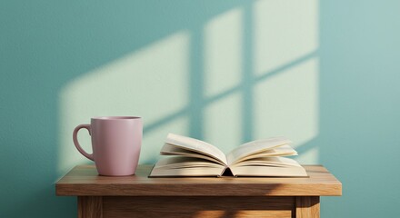 Cozy reading nook with warm light and a cup