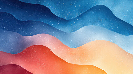 Abstract layered landscape illustration with a gradient effect and speckled texture for design.