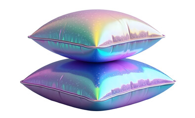 Obraz premium Iridescent cushion stacked gives futuristic, dreamy vibe
