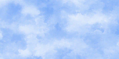 Abstract Blue watercolor sky with clouds. brush strokes on white paper background. watercolor splash template. sky nature landscape background. blue watercolor splash stroke of cloudy sky.	