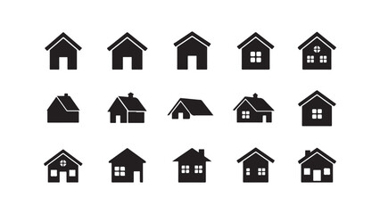 Home icons set, various styles, simple house symbols