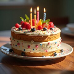 An Amazing Birthday Cake hyper-detailed and realistic birthday cake, professionally styled and photographed with DSLR-like quality, soft natural lighting, shallow depth of field.